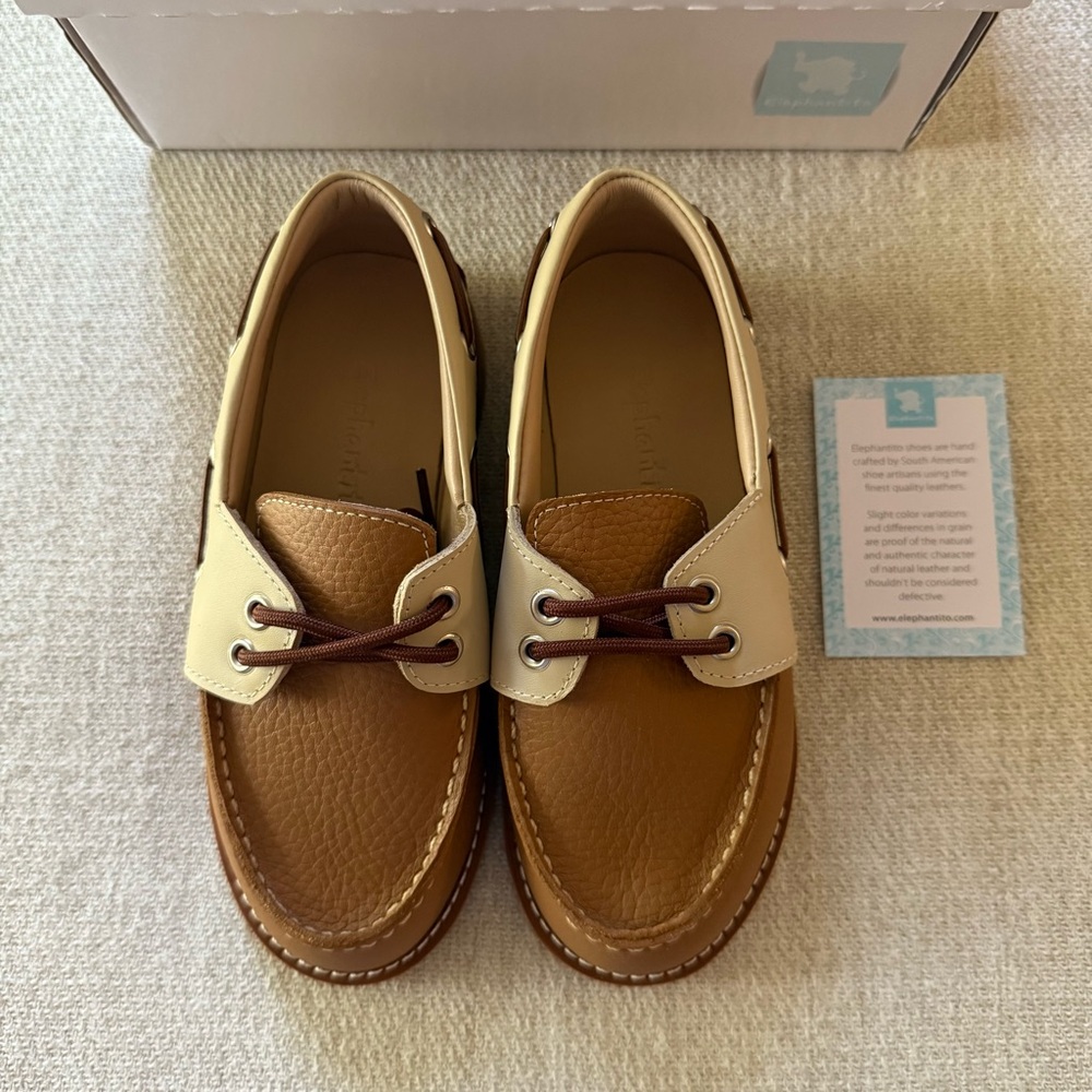 NIB Elephantito Leather Boys Boat Shoes